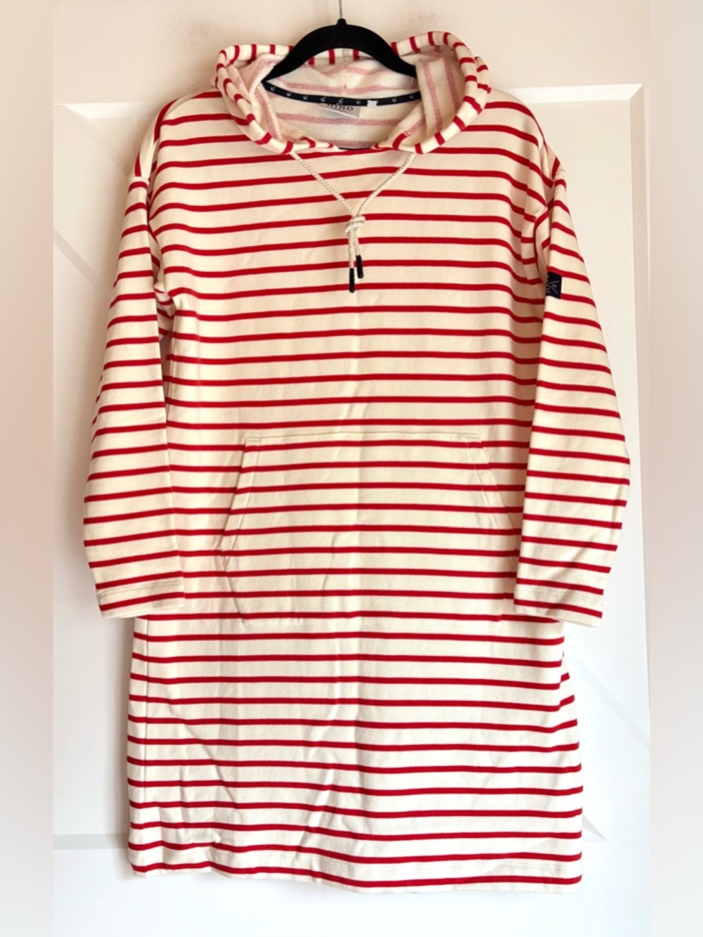 HIHO Nautical Red Stripe Hooded Mini Dress Coverup S